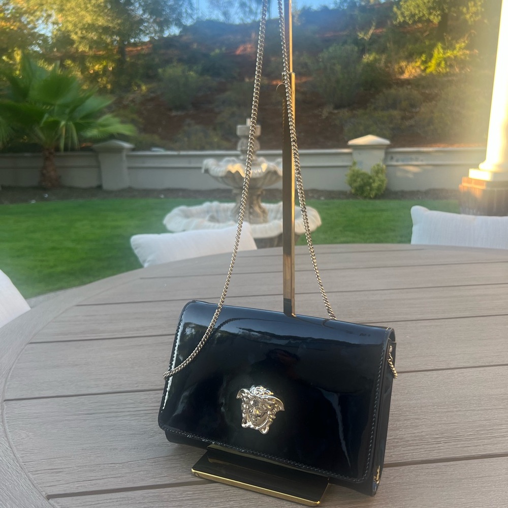 Versace Black Crossbody Bag with Gold Medusa Accent